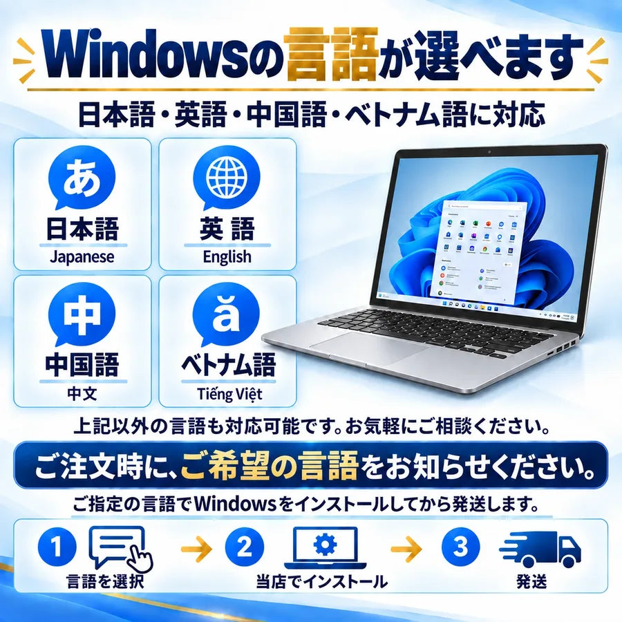 Windowsの言語が選べます